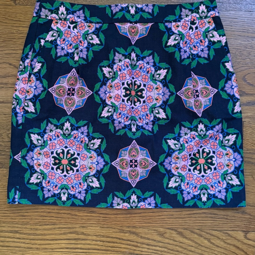 J. Crew Basketweave Mandala Skirt - Black and Pink Floral